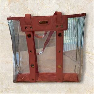 Versace Clear Tote with Pink Trim